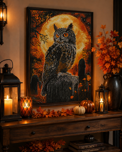 🦉 Moonlit Owl Diamond Painting-11.8" x 15.7"