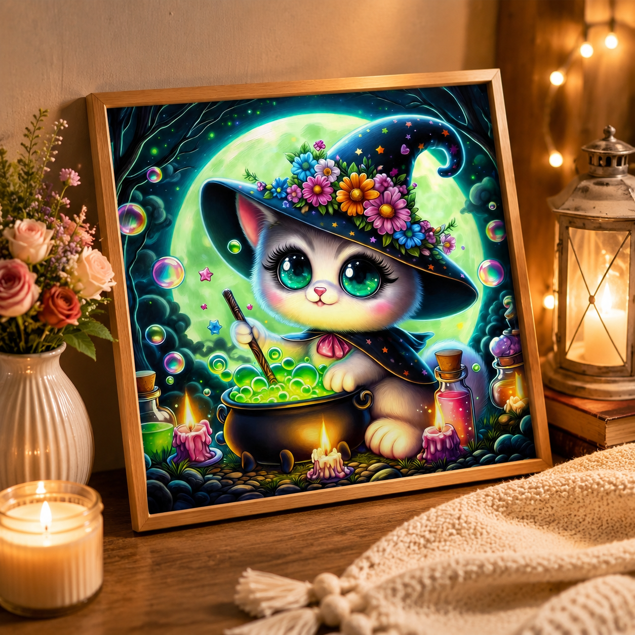 Magical Witch Cat Diamond Painting Kit-11.8" x 11.8"
