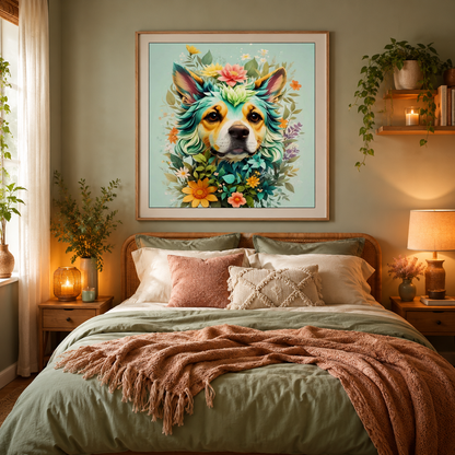 Floral Dog Portrait Wall Art DW36-11.8"x 15.7&