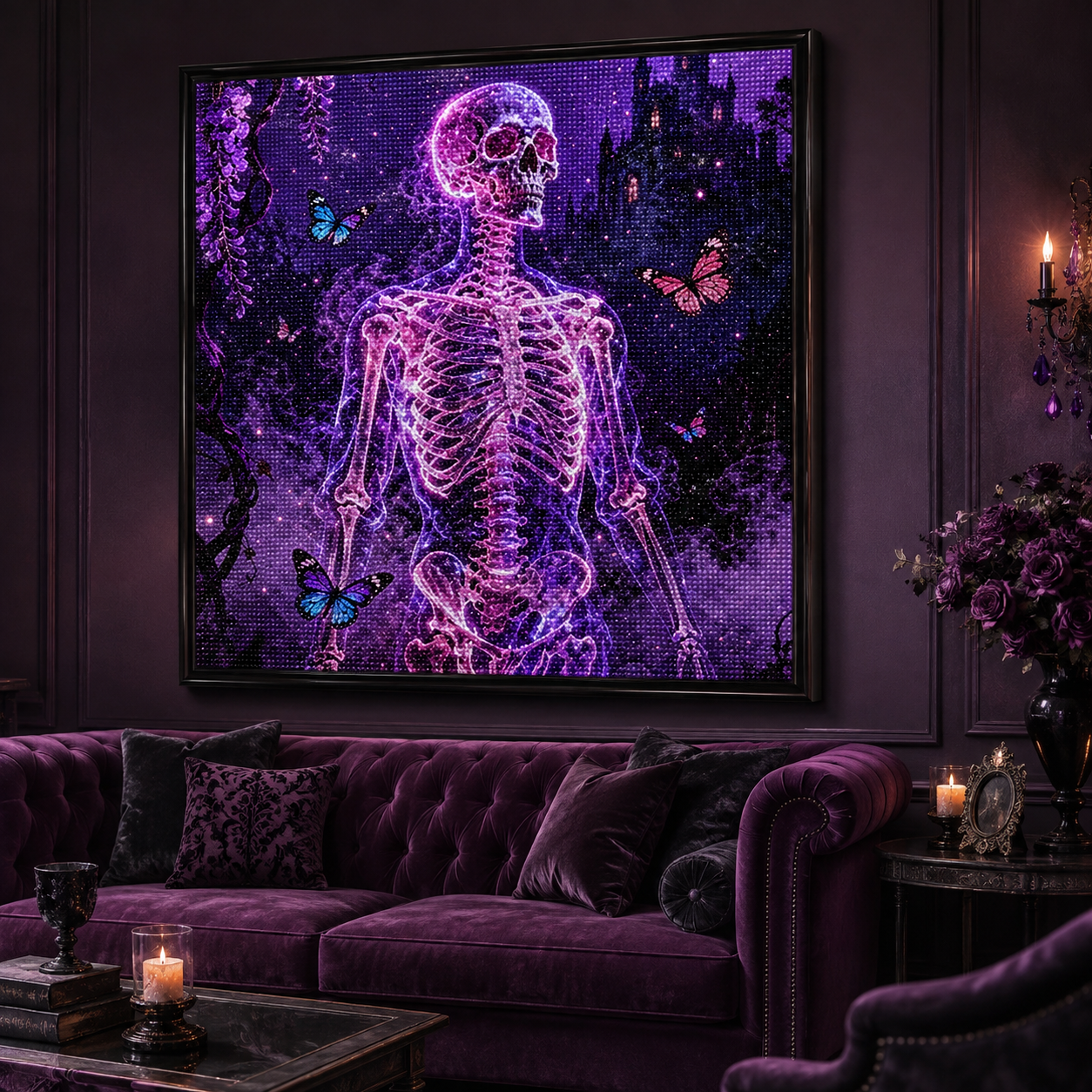 💜 Neon Skeleton &amp; Butterfly Diamond Painting-11.8" x 11.8"