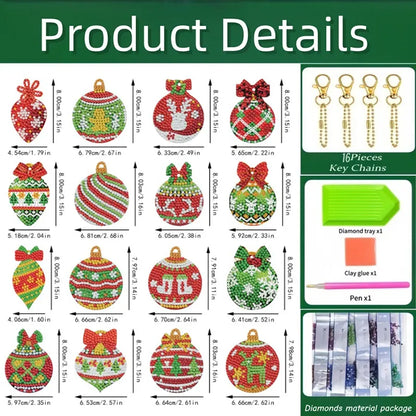 🎄 Christmas Diamond Painting Keychain Set