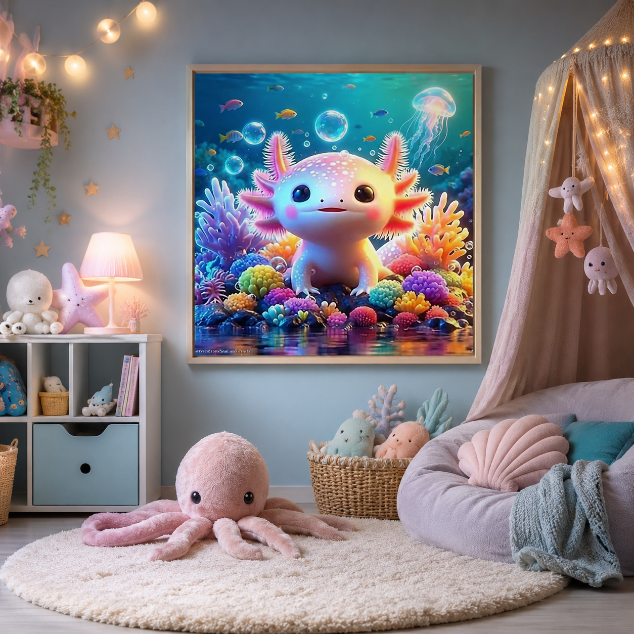 Cute Underwater Axolotl Wall Art DW12-11.8&