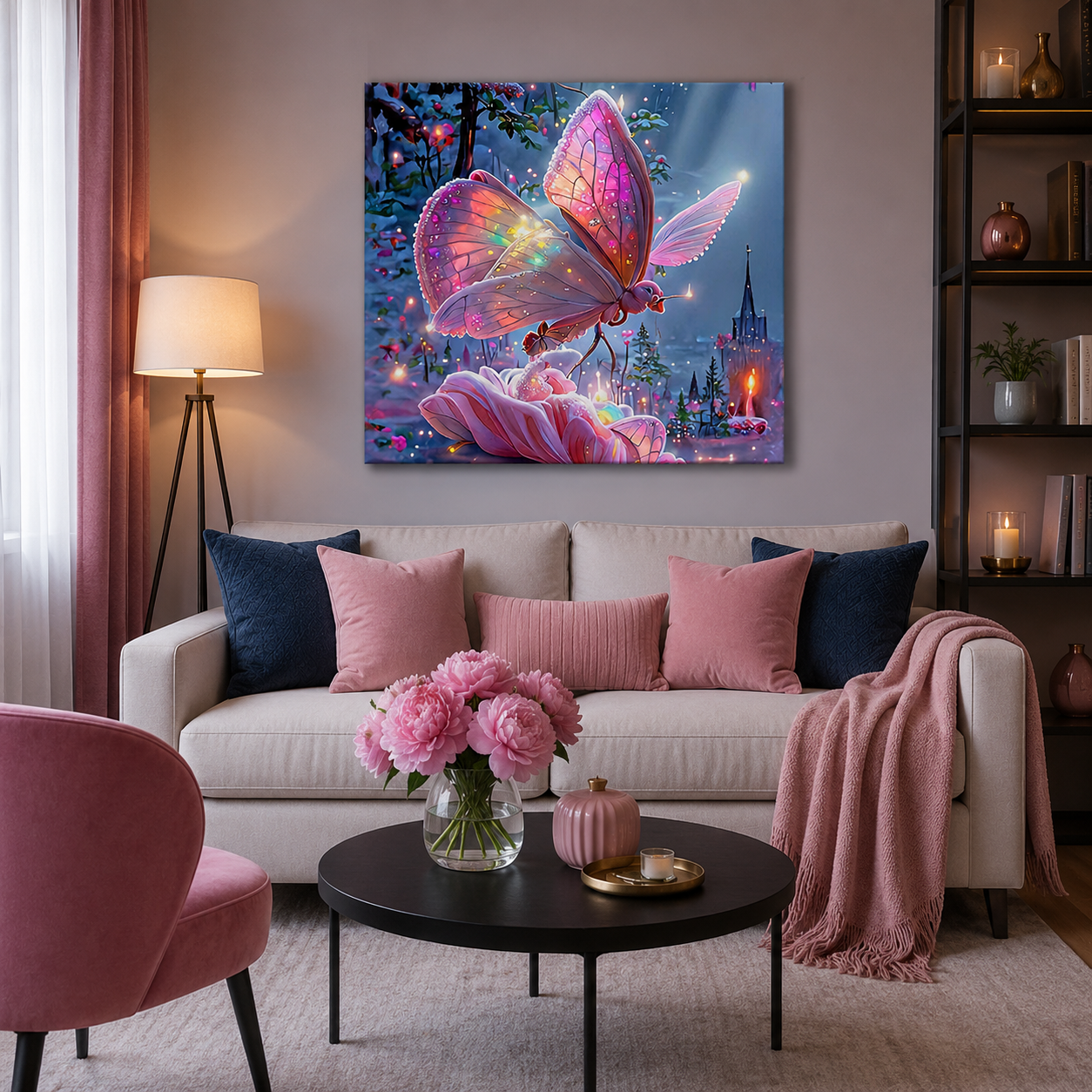 Fantasy Pink Butterfly Wall Art DW34-11.8&