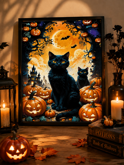 🎃 Black Cats Halloween Diamond Painting-11.8" x 15.7"