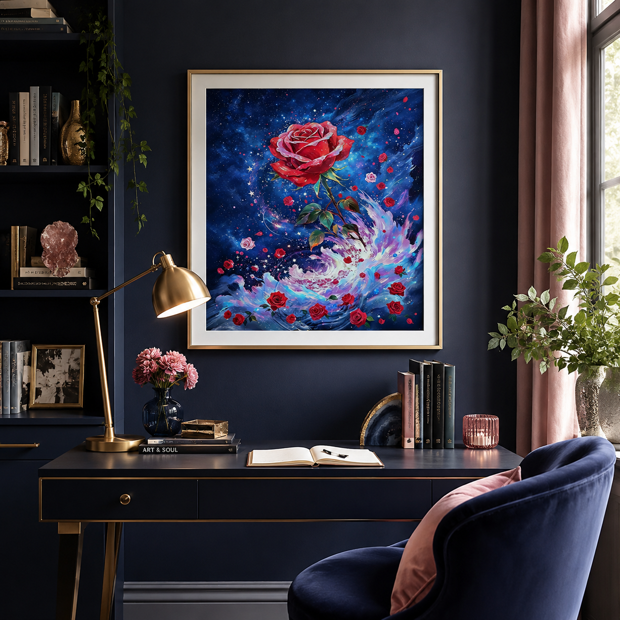 Cosmic Red Rose Galaxy Wall Art 🌹HH06-11.8"x 15.7&