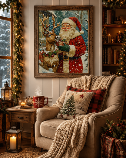 Santa and Reindeer Diamond Painting Kit-11.8" x 15.7"