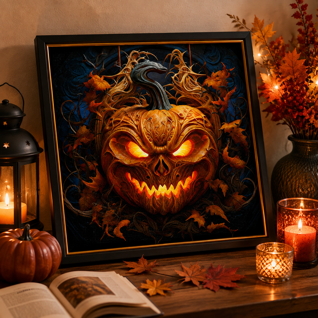 Spooky Glowing Pumpkin Diamond Painting Kit-11.8" x 11.8"