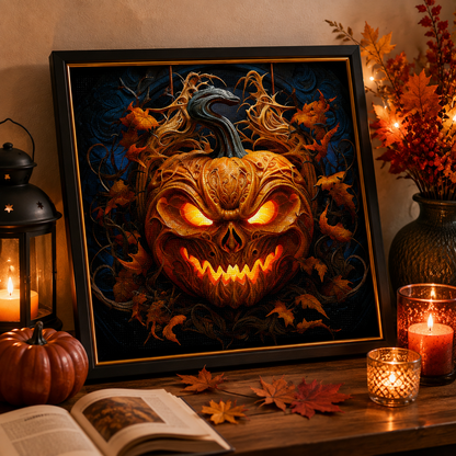 Spooky Glowing Pumpkin Diamond Painting Kit-11.8" x 11.8"