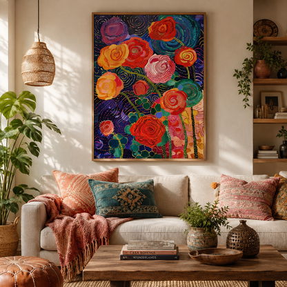 Colorful Abstract Rose Garden Wall Art HH13-11.8"x 15.7&