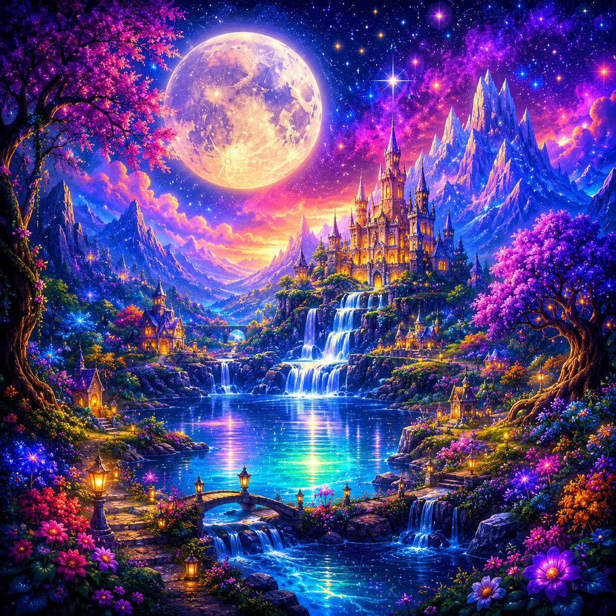 Moonlit Fantasy Castle Diamond Painting Kit