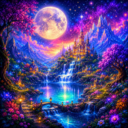 Moonlit Fantasy Castle Diamond Painting Kit