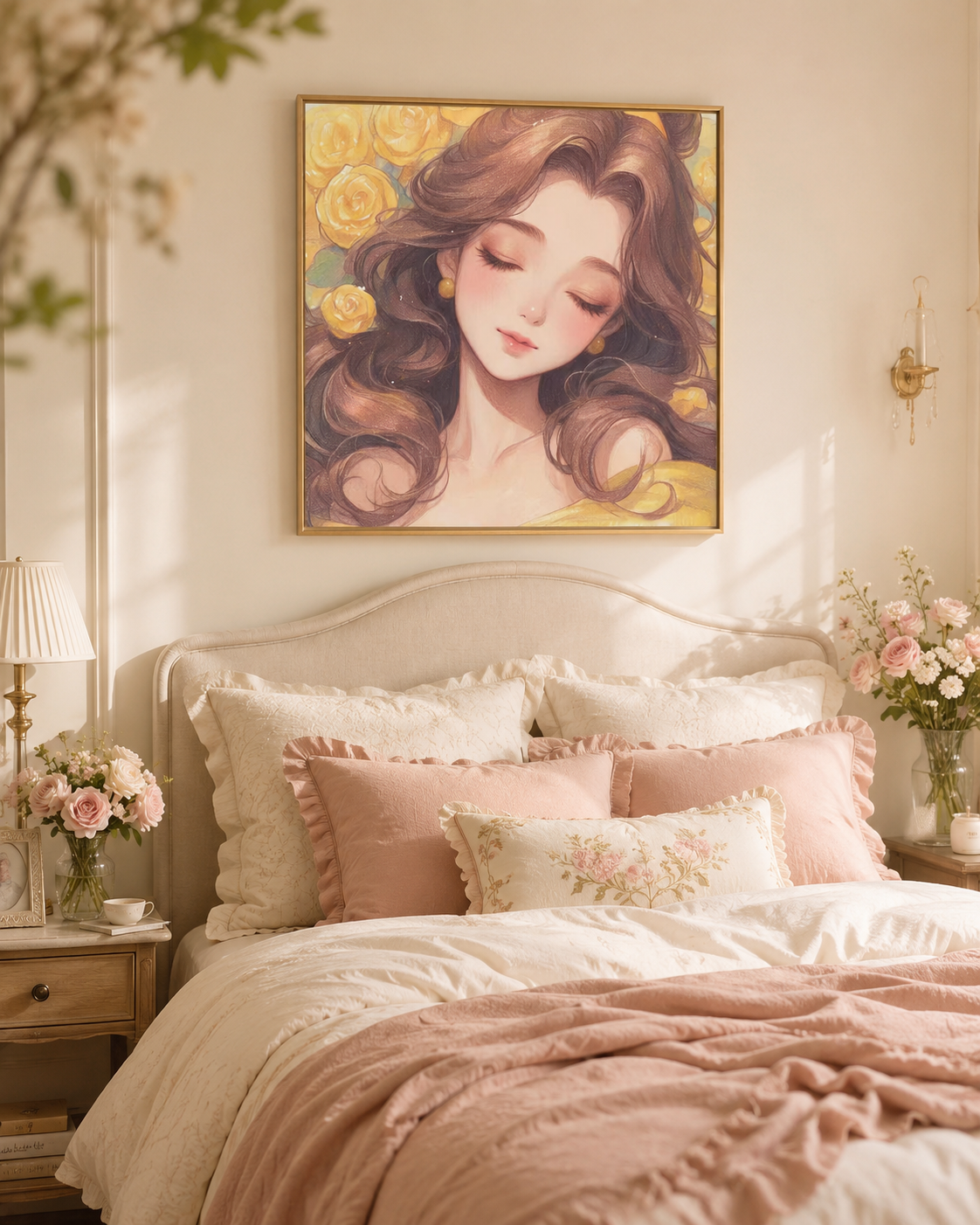 Golden Rose Dreamer Romantic Floral Wall Art 🌹