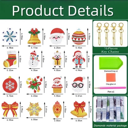 🎄 Christmas Diamond Painting Keychain Set