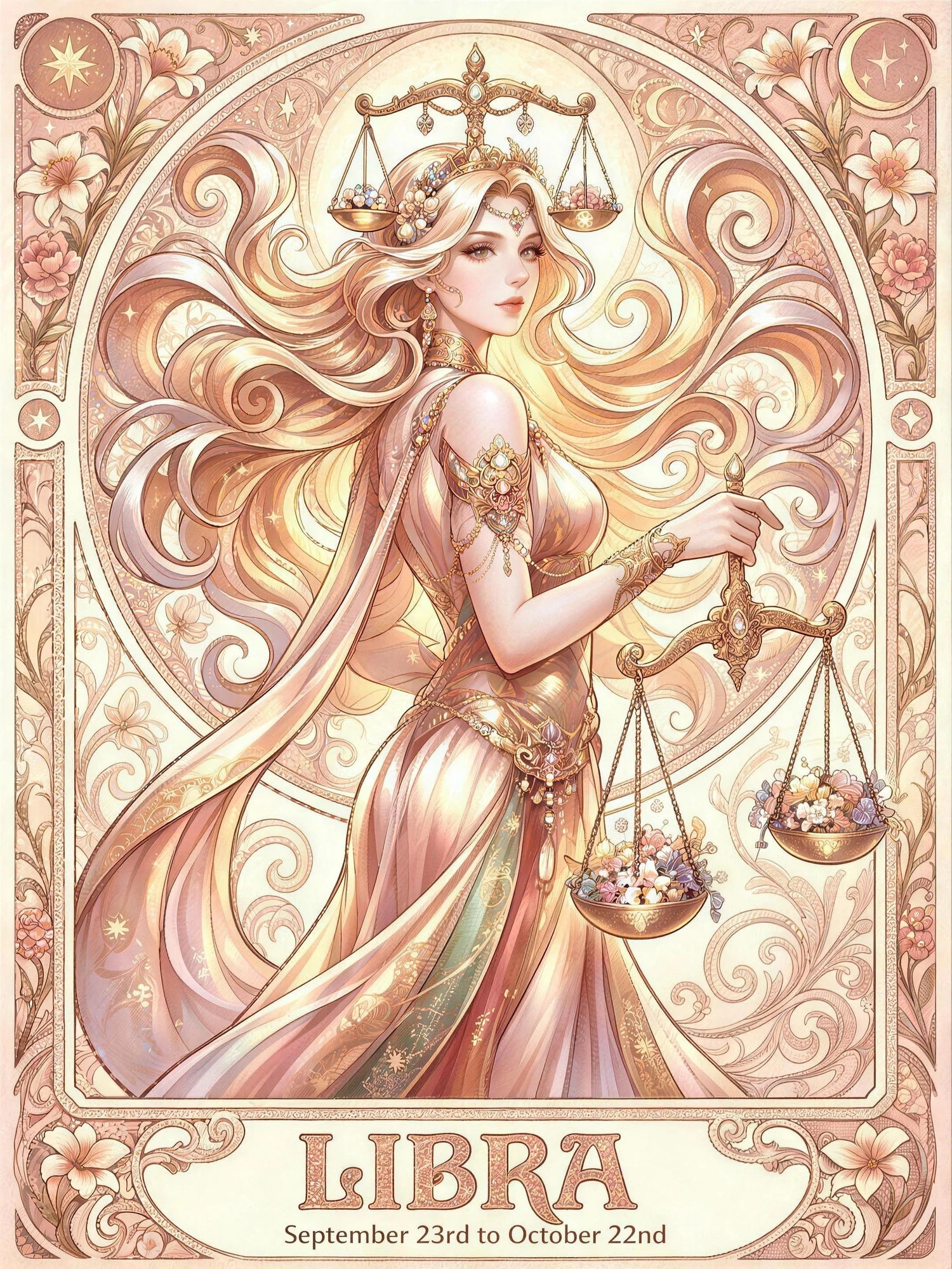 12 Zodiac Art Nouveau Diamond Painting Kits – Vintage Celestial Goddess DIY Wall Art