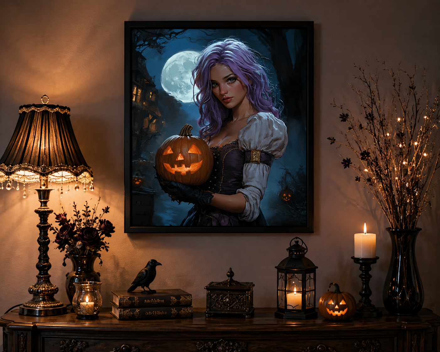 Moonlit Halloween Witch Diamond Painting Kit-11.8" x 11.8"