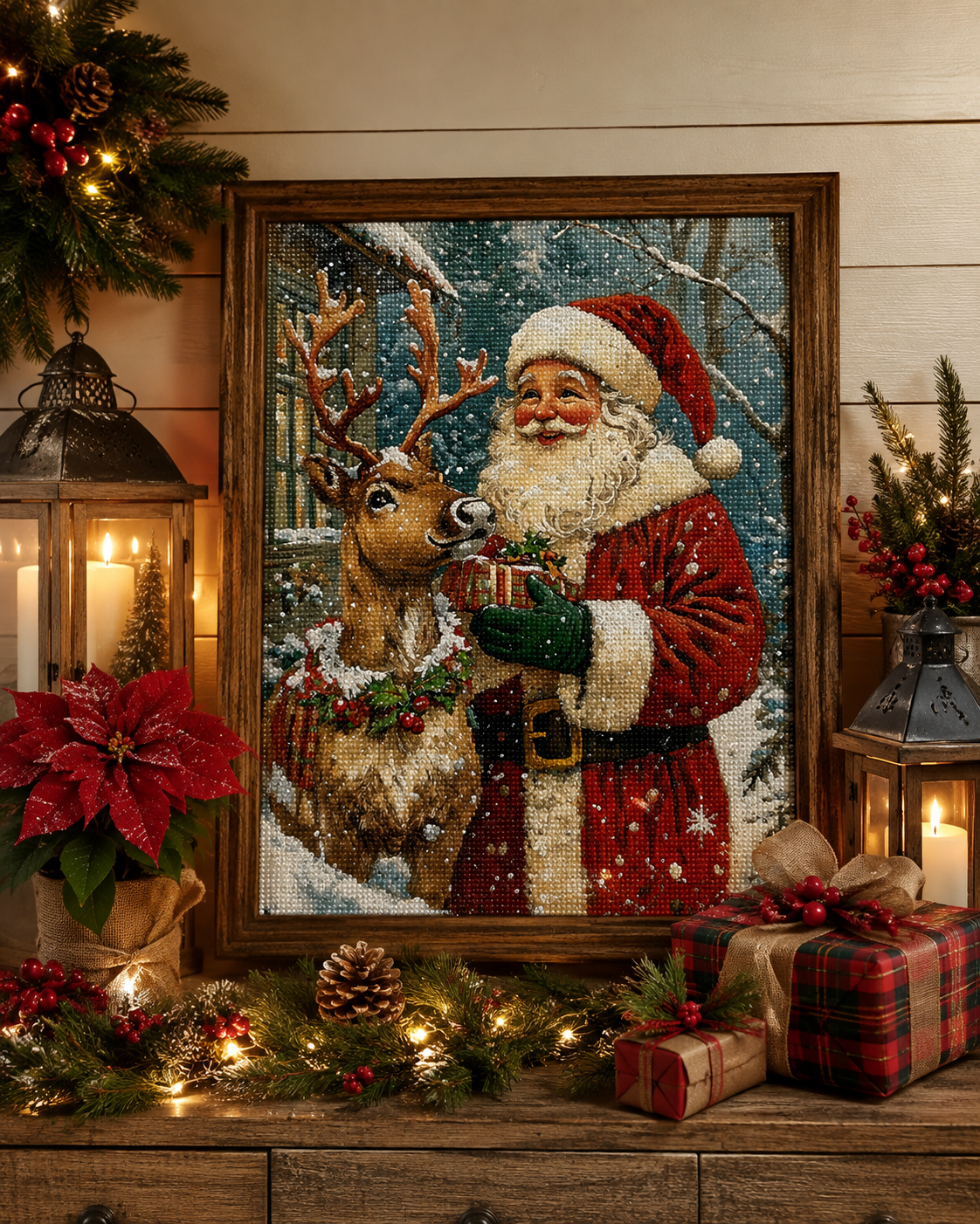 Santa and Reindeer Diamond Painting Kit-11.8" x 15.7"