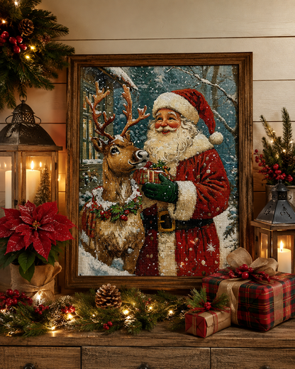 Santa and Reindeer Diamond Painting Kit-11.8" x 15.7"