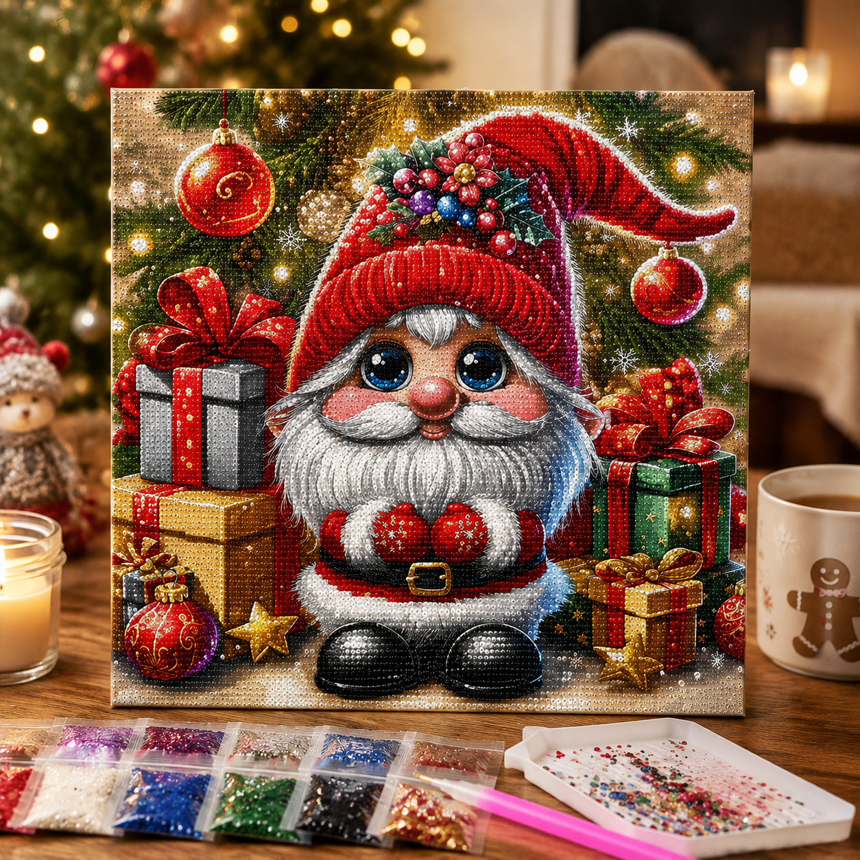 Christmas Gnome Diamond Painting Kit-11.8" x 11.8"