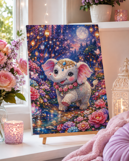 Moonlit Baby Elephant Diamond Painting 🐘-11.8" x 15.7"