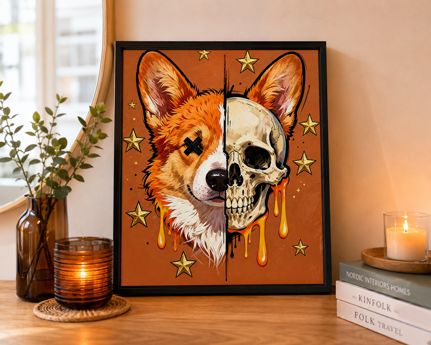 Corgi Skull Fusion Gothic Diamond Painting Kit 🐶-11.8" x 11.8"