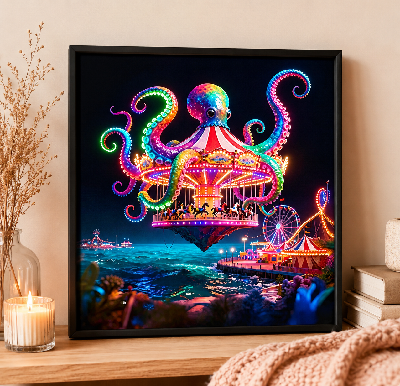Neon Octopus Carnival Diamond Painting Kit 🐙-11.8" x 11.8"