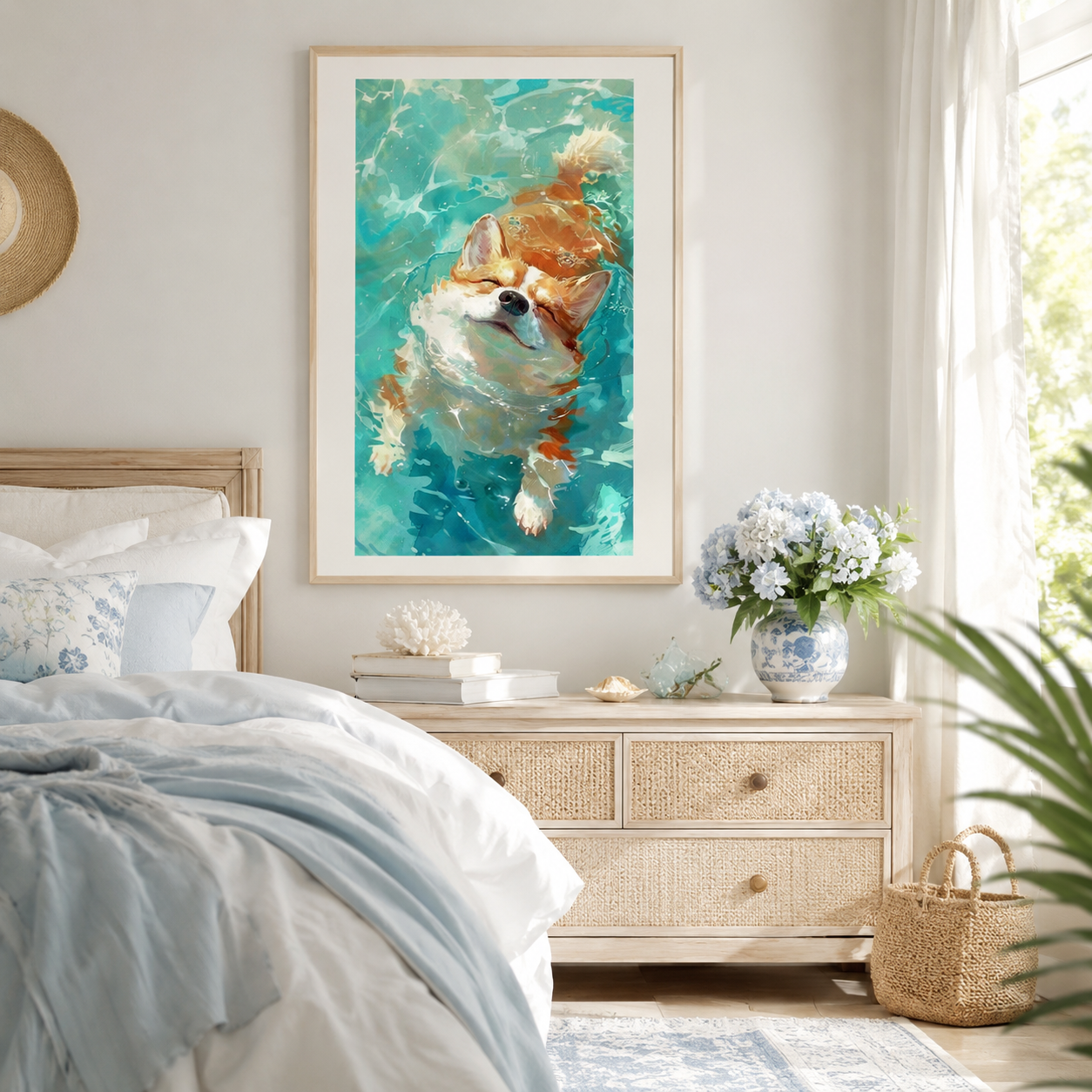 Cute Swimming Corgi Wall Art DW33-11.8"x 15.7&