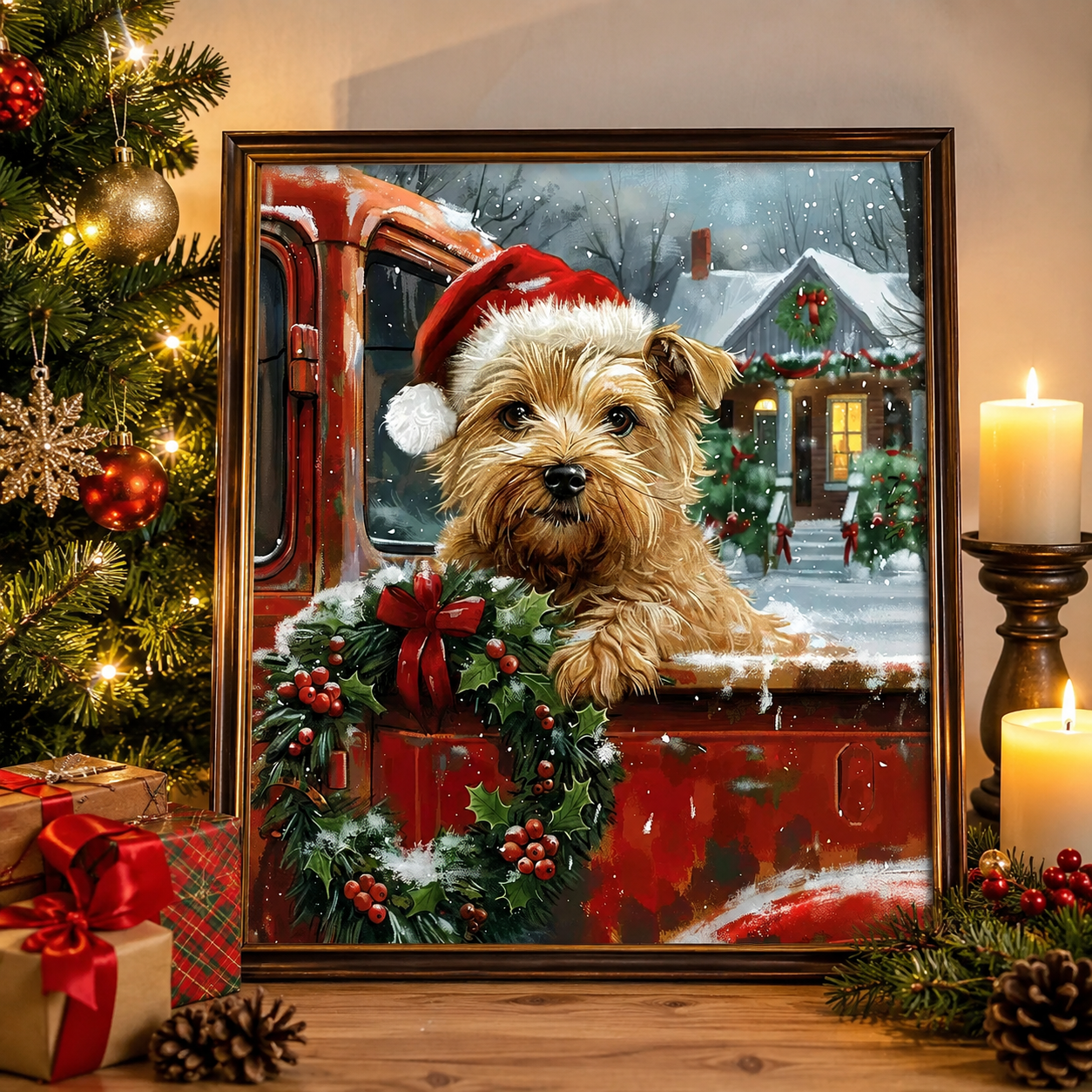Christmas Dog Diamond Painting Kit-11.8" x 15.7"
