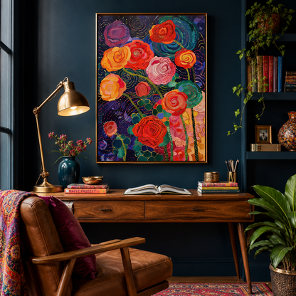 Colorful Abstract Rose Garden Wall Art HH13-11.8"x 15.7&