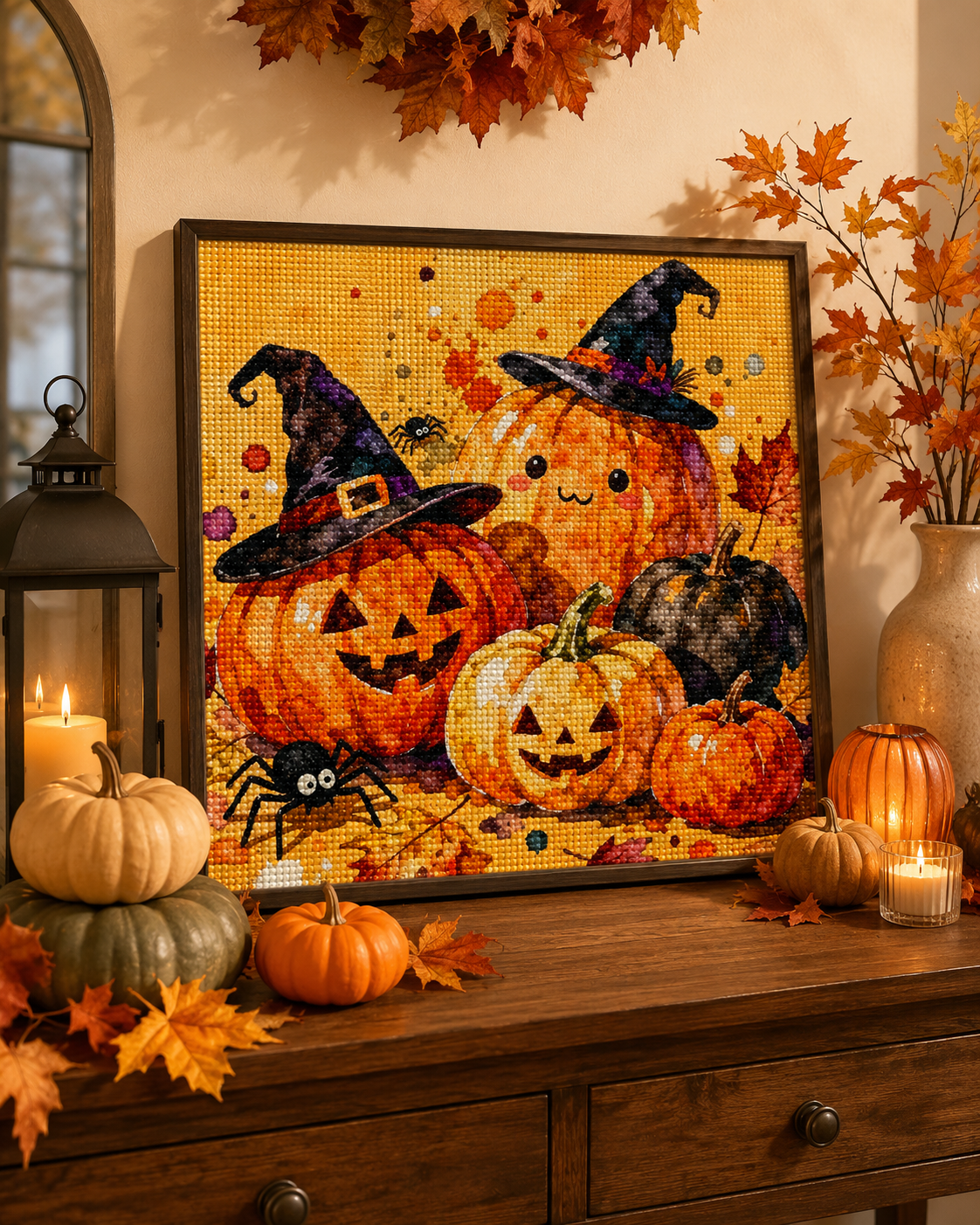 Cute Pumpkin Witch Halloween Diamond Painting Kit 🎃-11.8" x 11.8"