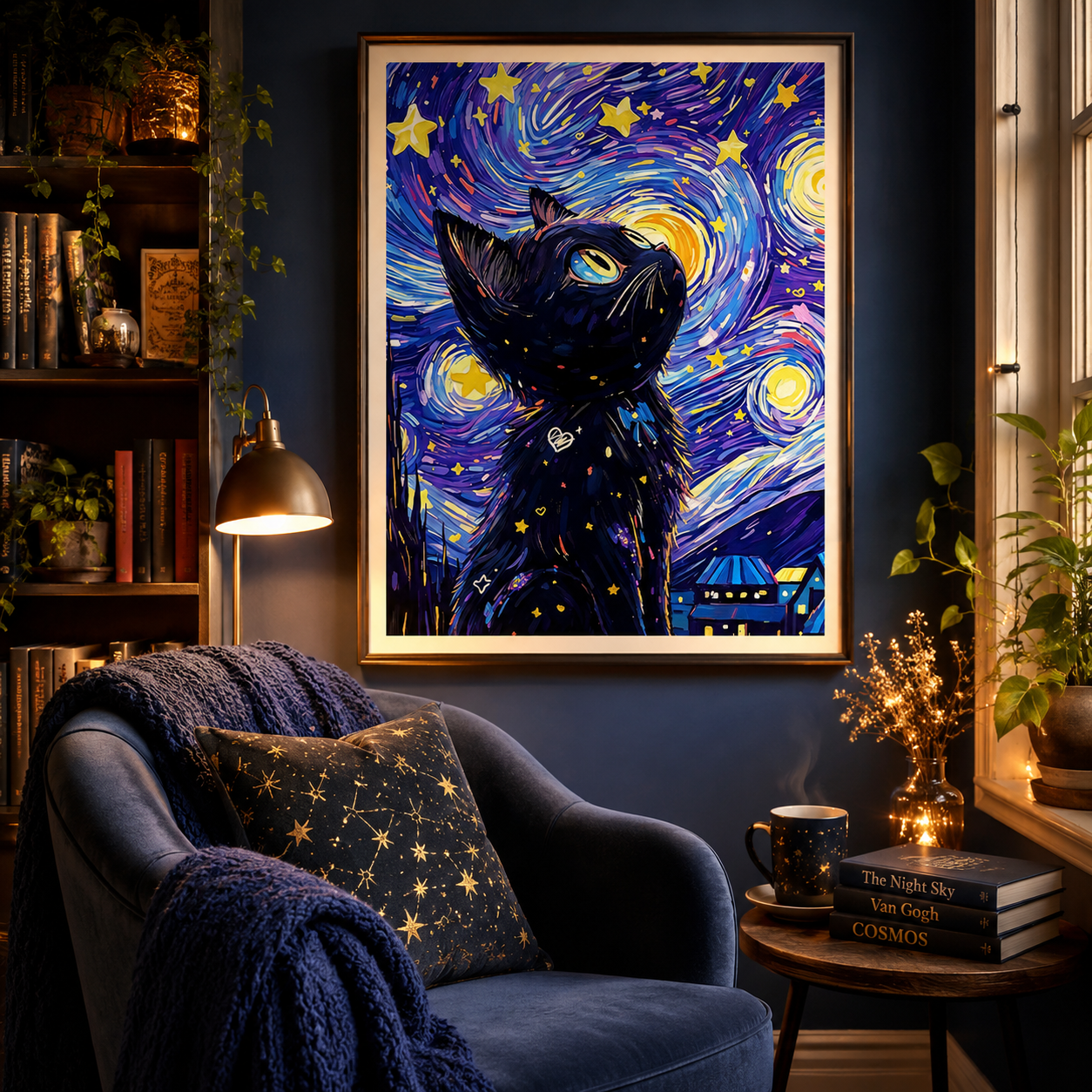 Starry Black Cat Wall Art DW7-11.8"x 15.7&