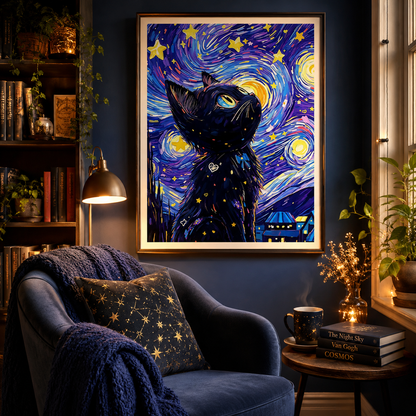 Starry Black Cat Wall Art DW7-11.8"x 15.7&
