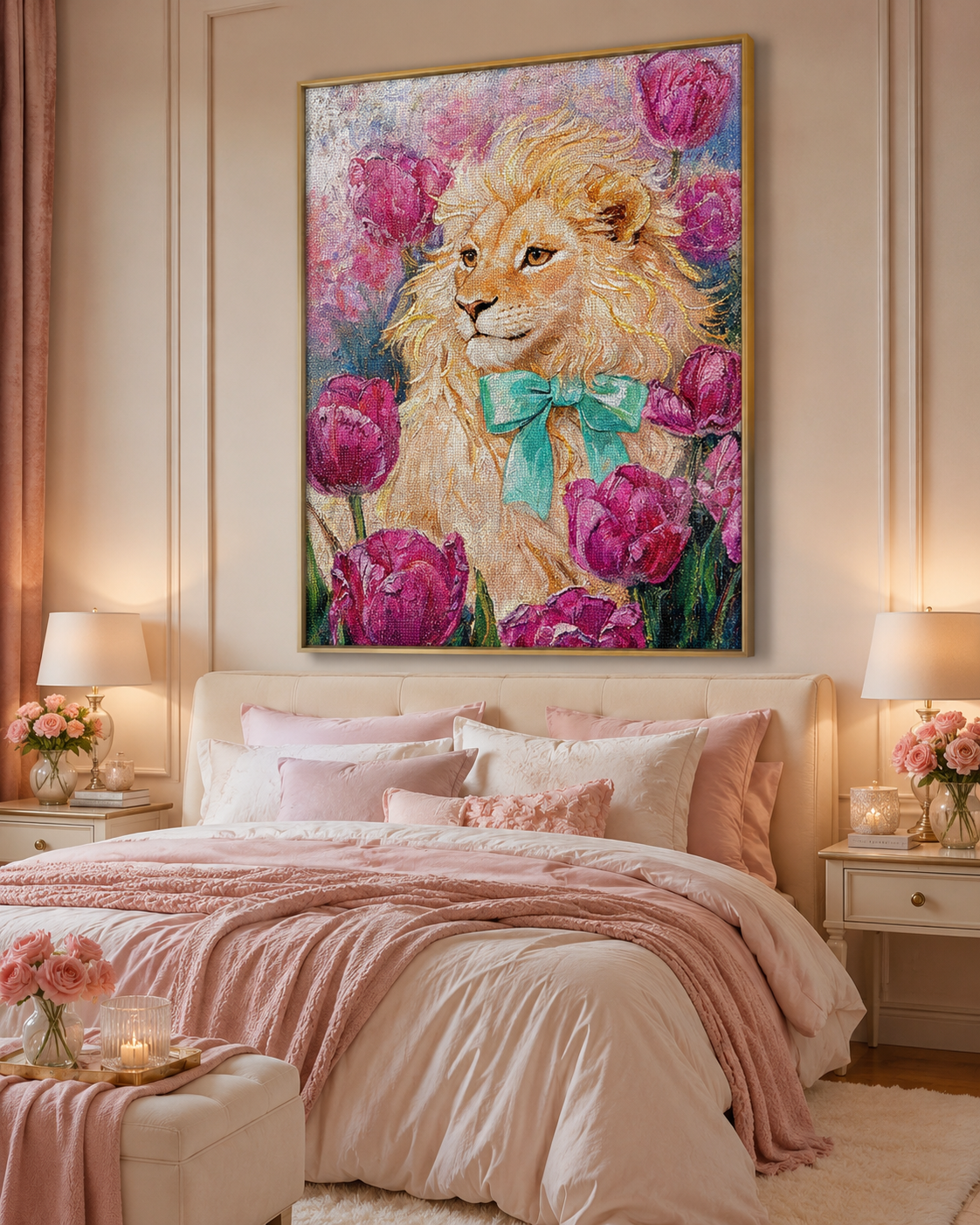 Floral Lion Diamond Painting Kit