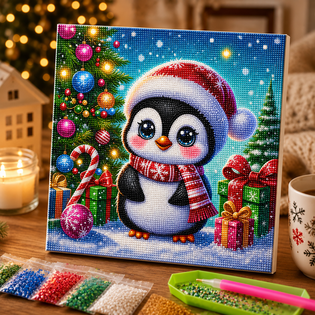 Christmas Penguin Diamond Painting Kit-11.8&