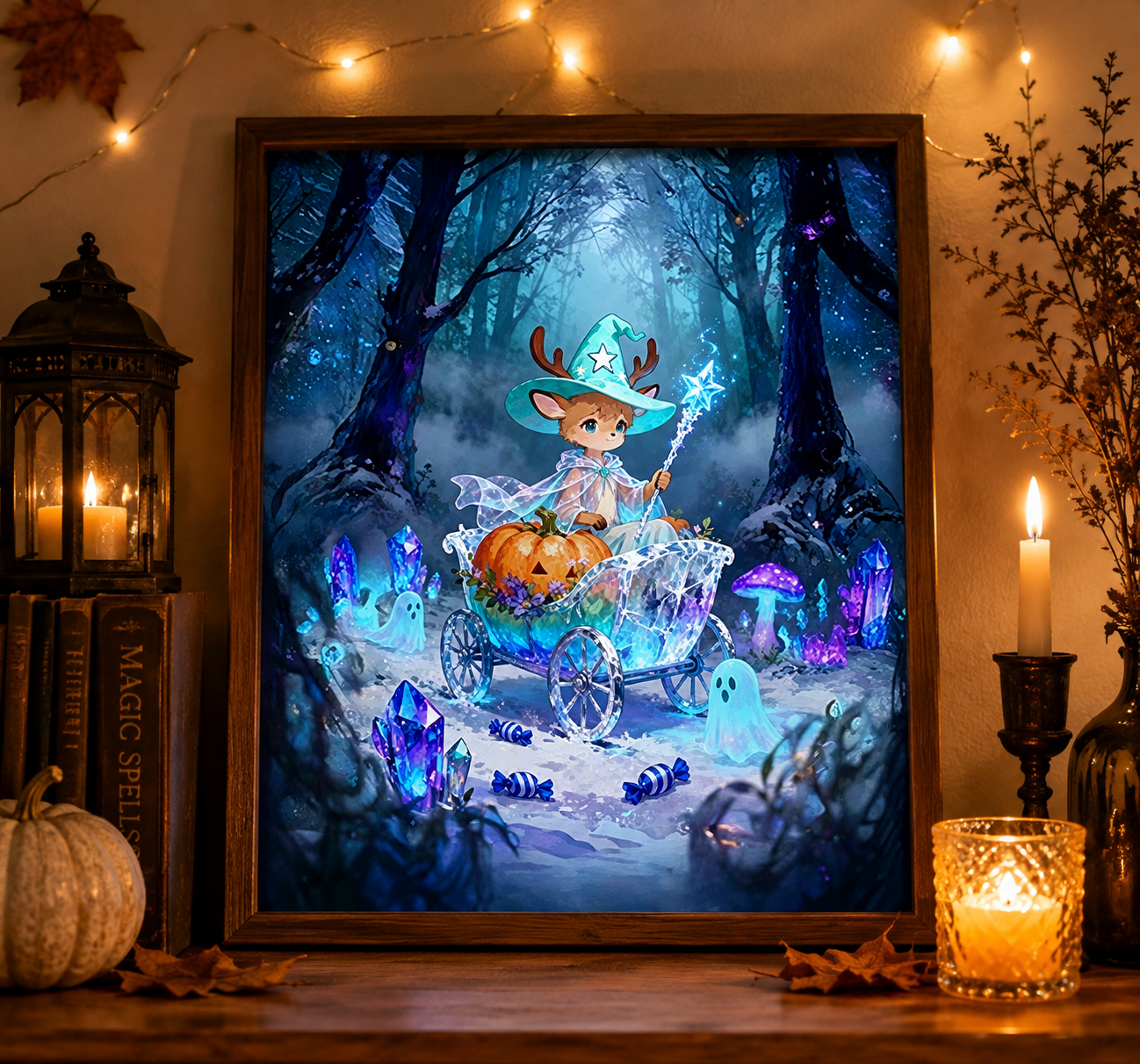 Cute Deer Witch Halloween Diamond Painting Kit 🦌-11.8" x 11.8"