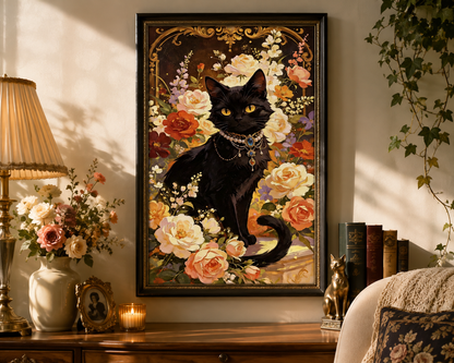 Elegant Black Cat Diamond Painting Kit