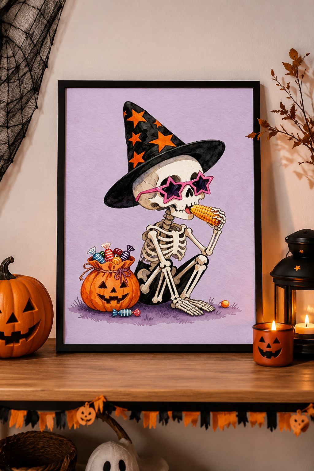 Funny Witch Skeleton Halloween Diamond Painting Kit 💀-11.8" x 11.8"