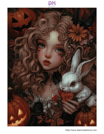 Gothic Halloween Bunny Girl Wall Art 🎃
