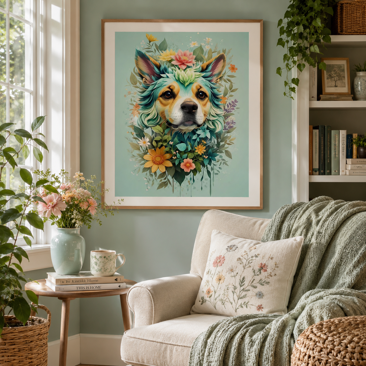 Floral Dog Portrait Wall Art DW36-11.8"x 15.7&