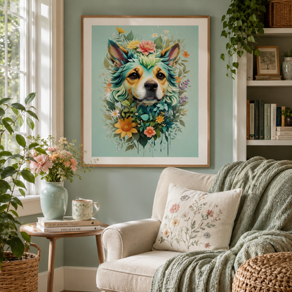 Floral Dog Portrait Wall Art DW36-11.8"x 15.7&
