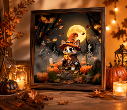 Cute Witch Corgi Halloween Diamond Painting Kit 🐶-11.8" x 11.8"