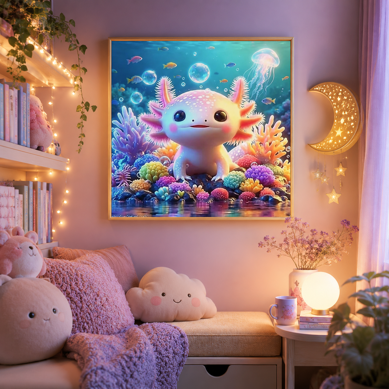 Cute Underwater Axolotl Wall Art DW12-11.8&