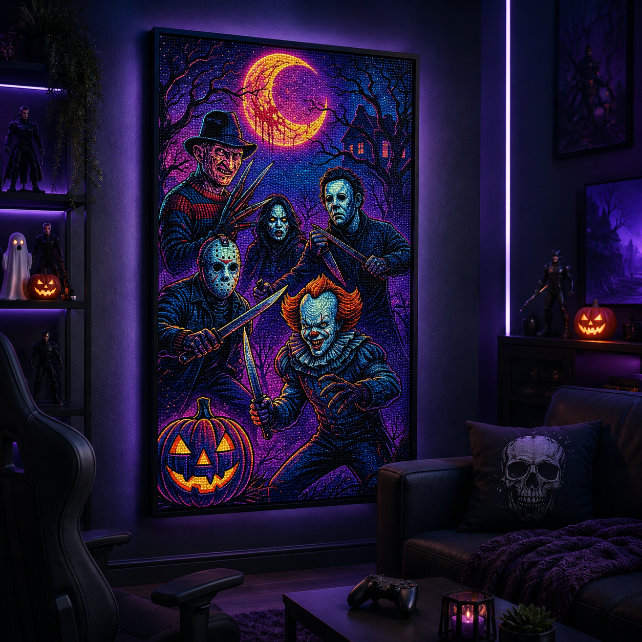 Neon Halloween Horror Diamond Painting Kit-15.7&