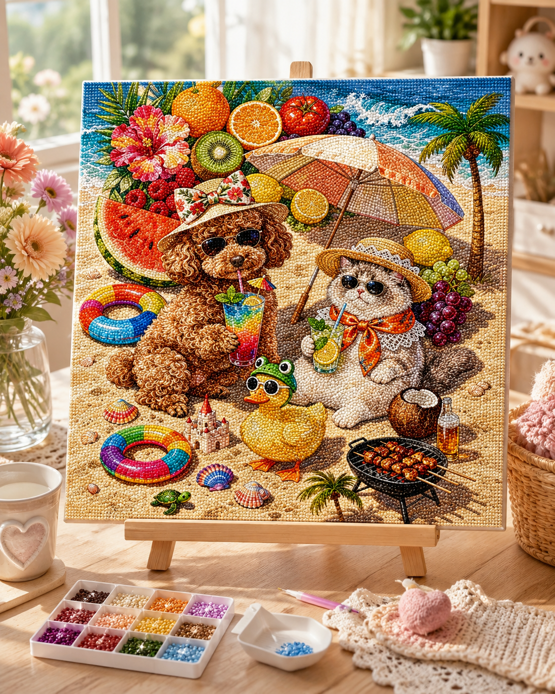 Summer Beach Friends Diamond Painting-11.8" x 11.8"