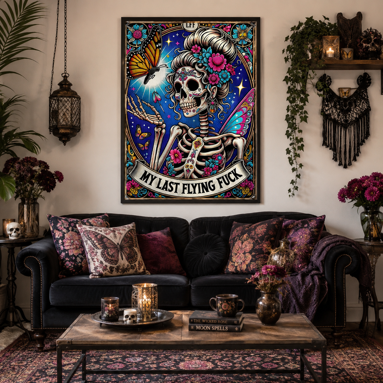 Gothic Sugar Skull Butterfly Wall Art HX06-11.8"x 15.7&