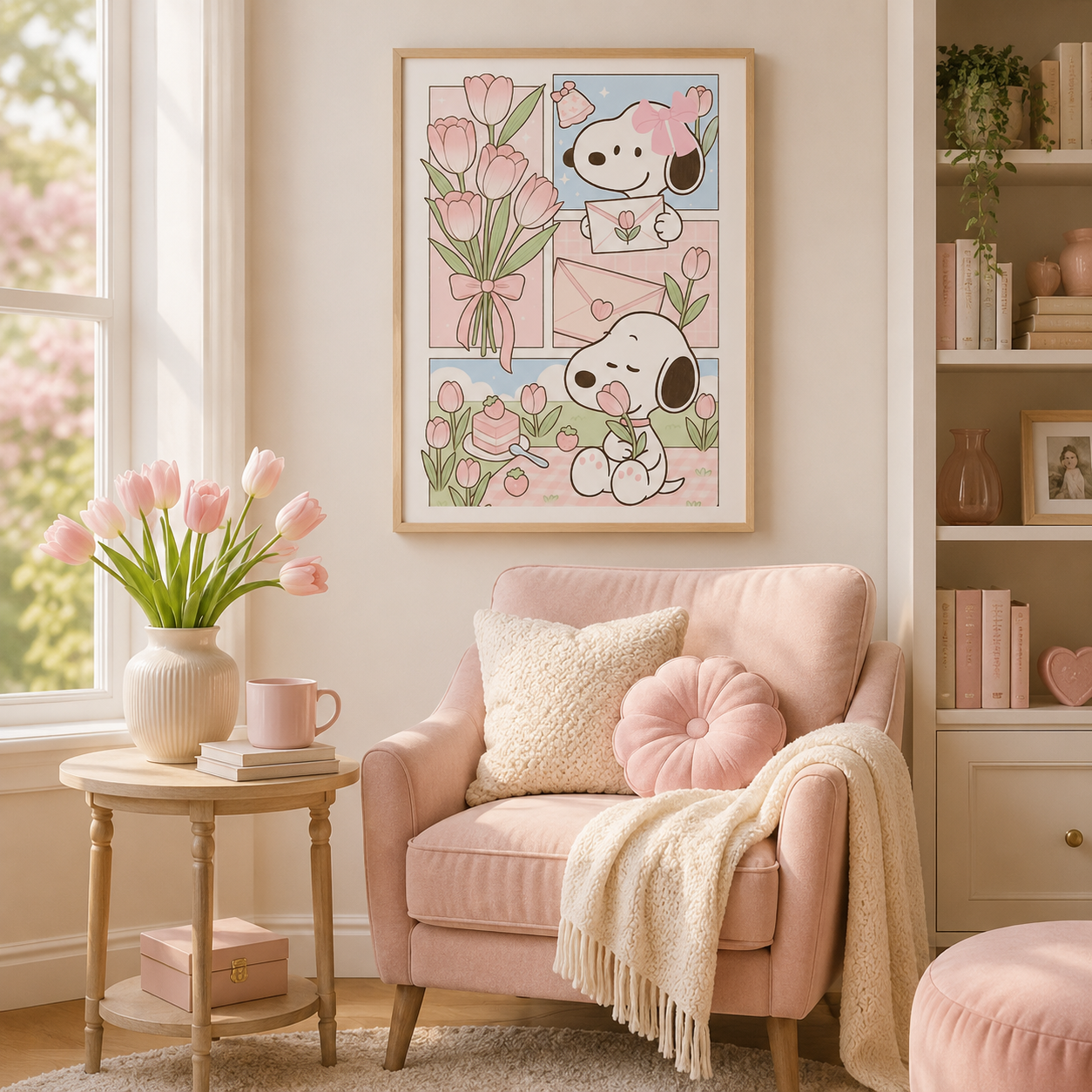 Cute Cartoon Puppy Tulip Wall Art DW32-11.8"x 15.7&