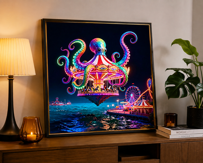 Neon Octopus Carnival Diamond Painting Kit 🐙-11.8" x 11.8"