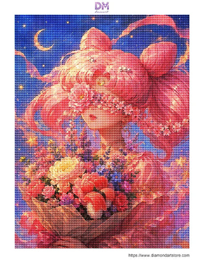 Celestial Pink Moon Princess Floral Wall Art 🌙