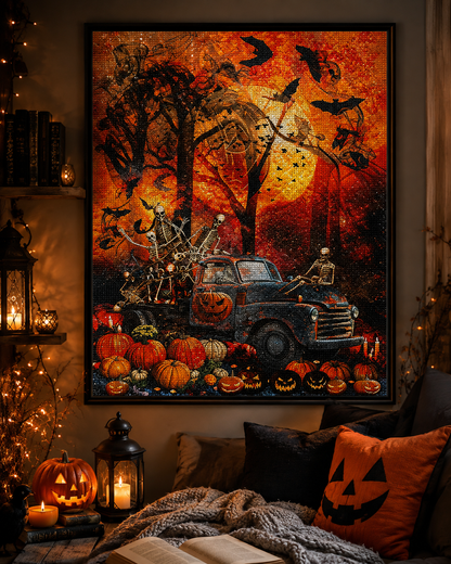 🎃 Skeleton Truck Halloween Diamond Painting-11.8" x 15.7"