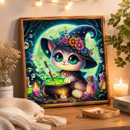 Magical Witch Cat Diamond Painting Kit-11.8" x 11.8"