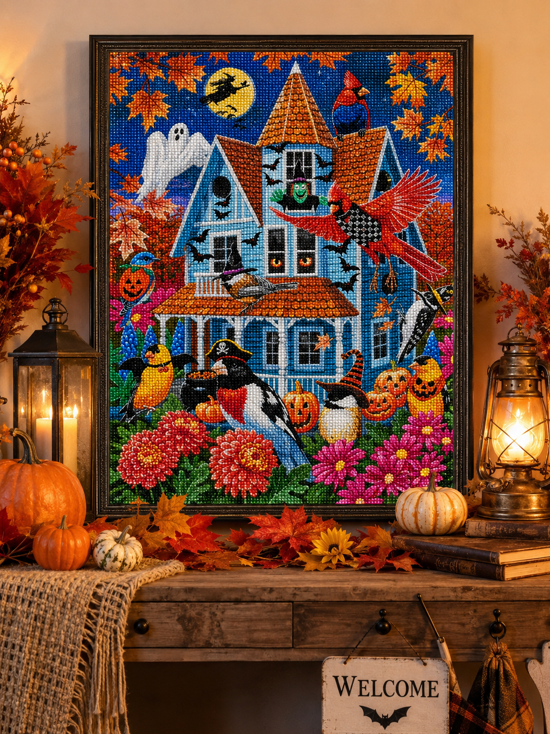 🎃 Halloween Birds &amp; Haunted House Diamond Painting-11.8" x 15.7"